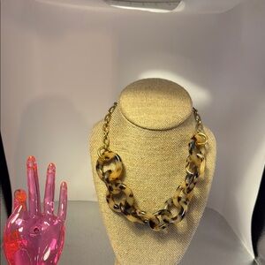 J Crew Leopard Print Chain Necklace